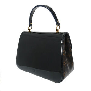 Louis Vuitton Vernis Patent Cherrywood Leather Handbag Monogram Canvas Black
